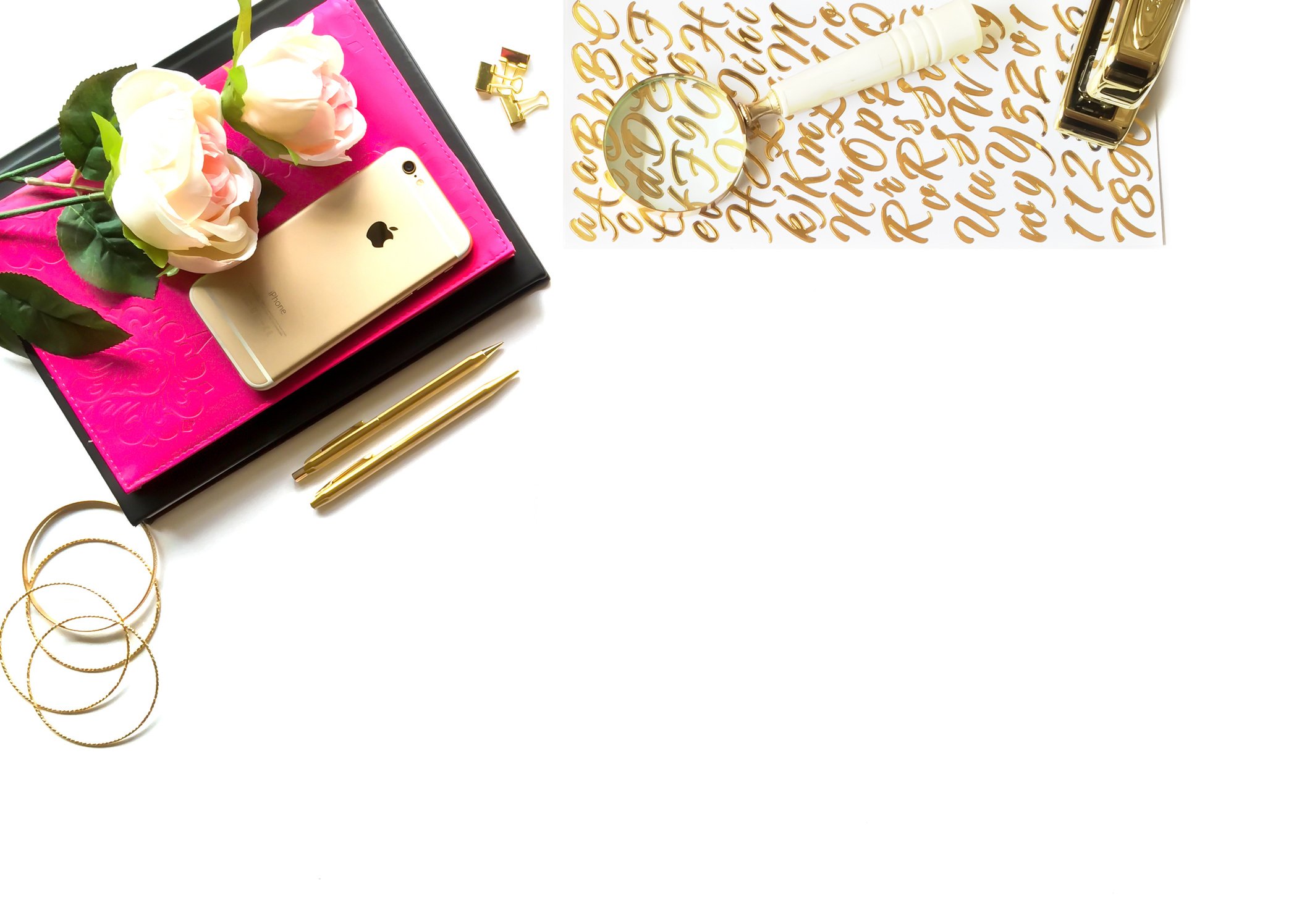 Pink and Gold Desktop Display